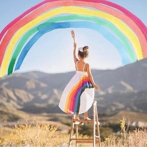 Pleiades high low rainbow dress